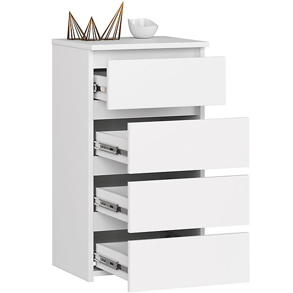 Commode AKORD CL4 Blanche 40 cm 4 tiroirs façade Blanche 40x35x74 cm