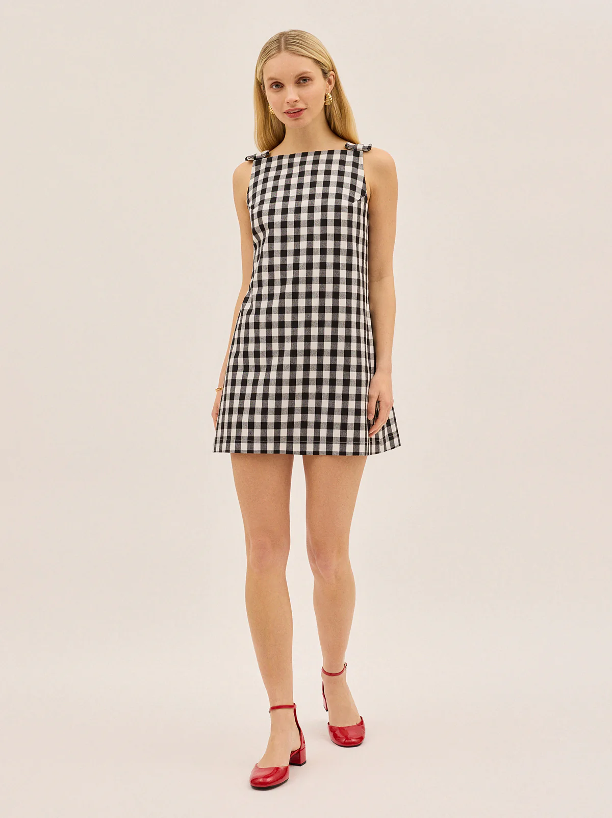 Angelica Gingham Linen Blend Mini Dress
