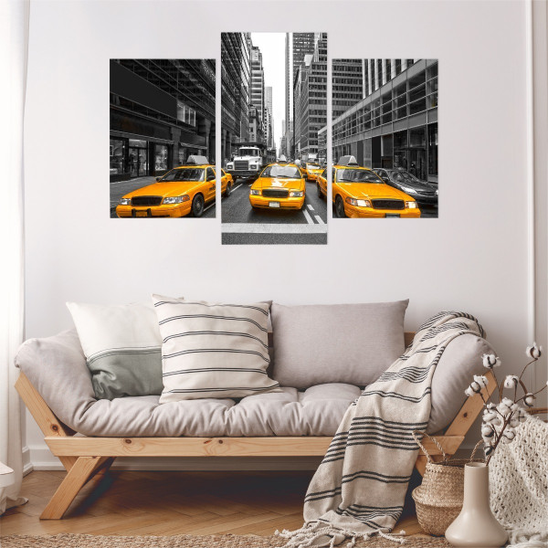 Obraz Tryptyk Ulice Nowego Jorku Taxi Efekt 3D 60x40cm