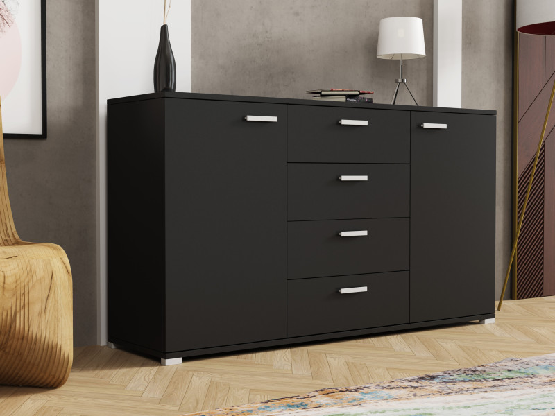 Komoda Brixton 150 cm Czarny nowoczesna