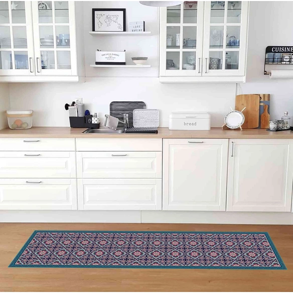 Vinyl Teppich »Orma«, BxL:255 cm x 65 cm, tuerkis|blau|rot