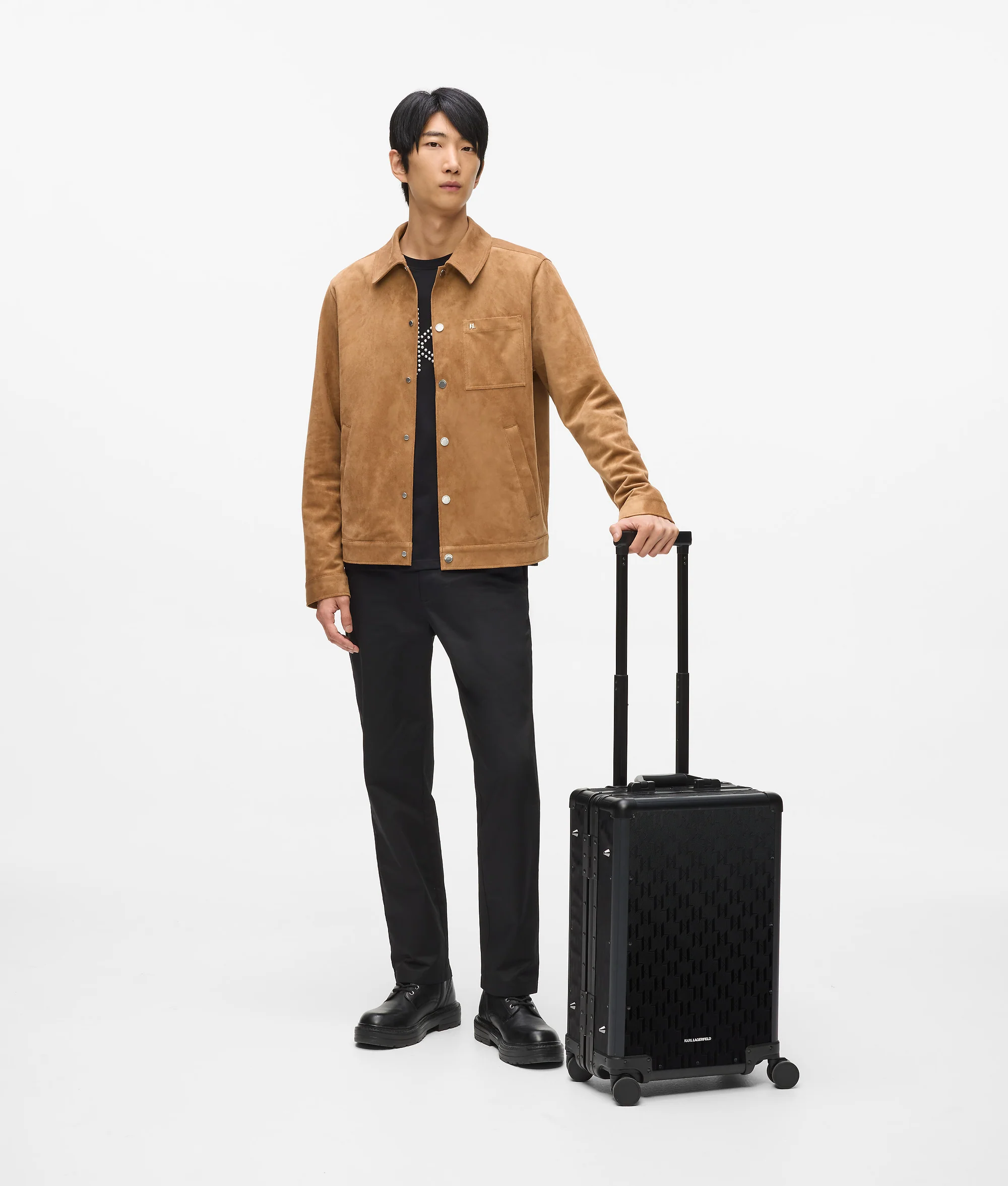 Valise à roulettes en jacquard K/Monogram