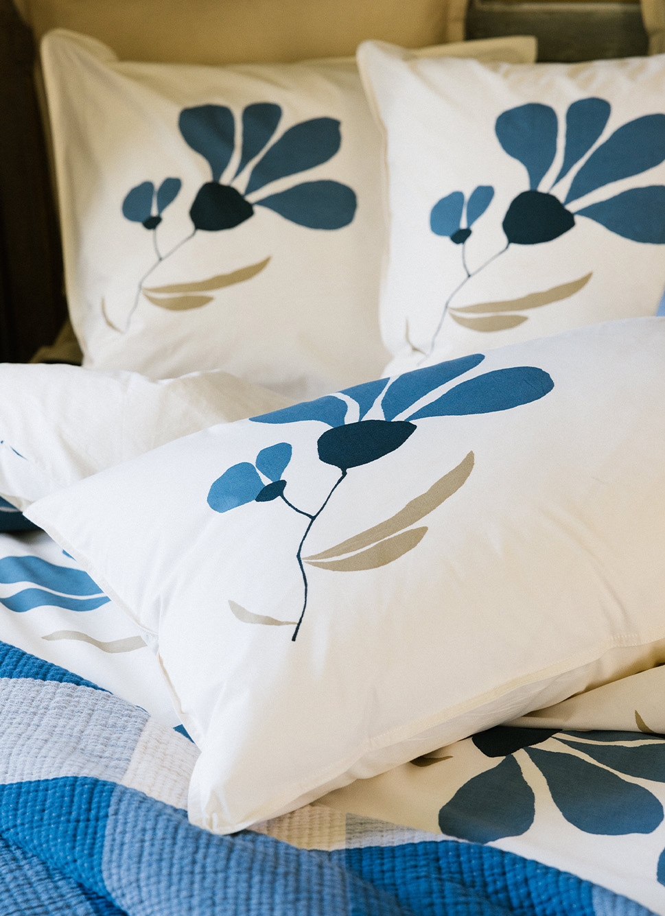 LOT DE 2 TAIES D'OREILLER EN PERCALE REBECCA BLEU