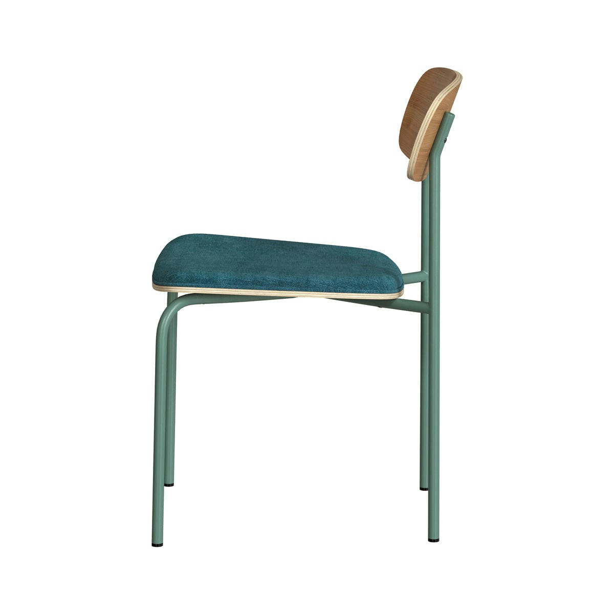 LOUNA - Chaise en bois clair et tissu bleu (lot de 2)