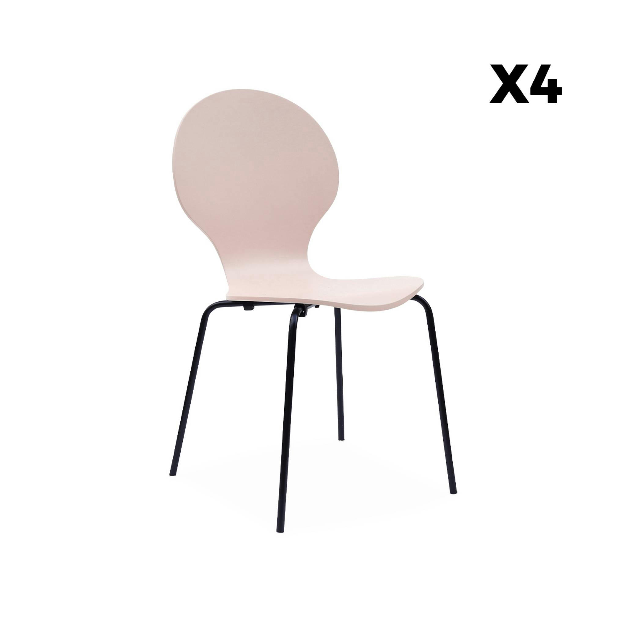 NAOMI - Lot de 4 chaises rétro empilables roses