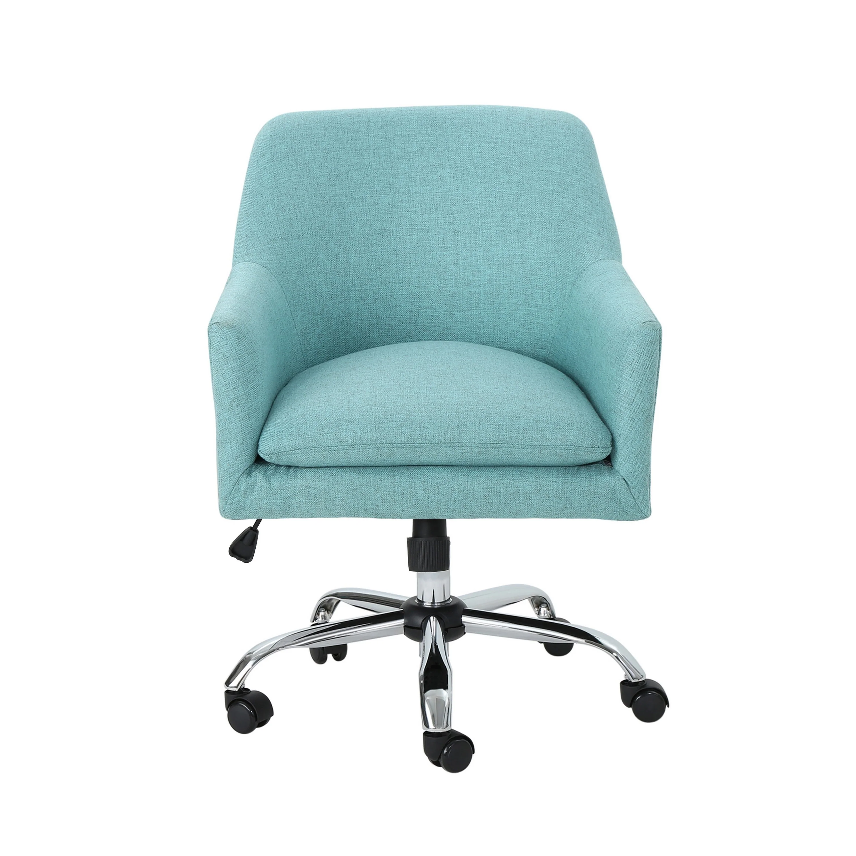 Heza Rolling Swivel Office Chair, Light Blue Fabric, Chrome Metal