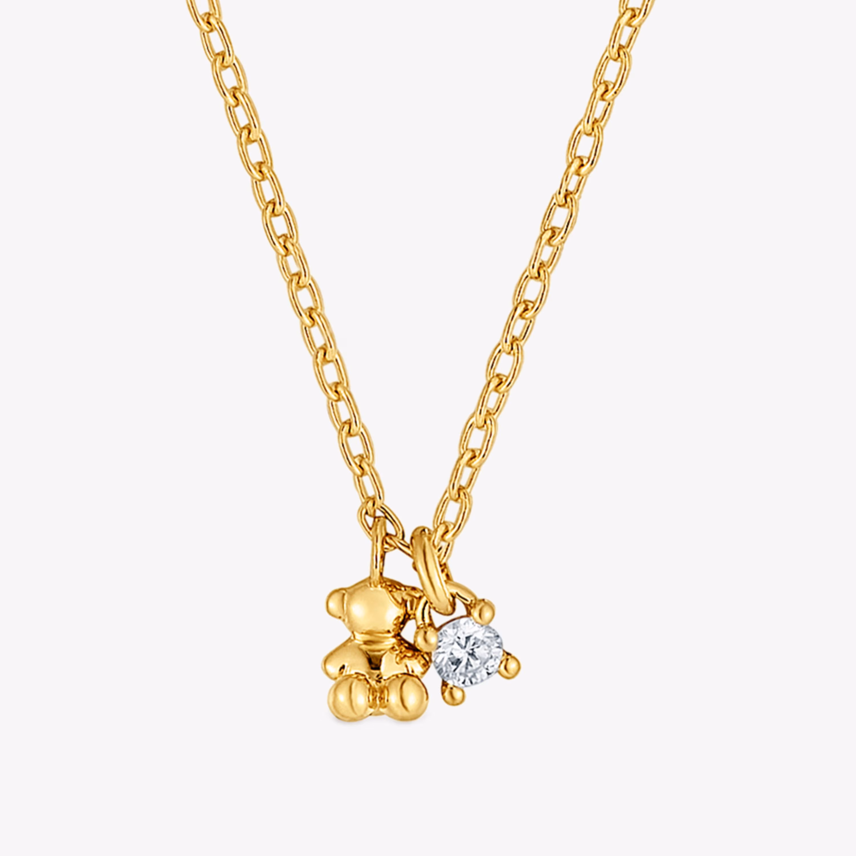 Collar corto con baño de oro 18 kt sobre plata y diamante creado en laboratorio Bold Bear LGD