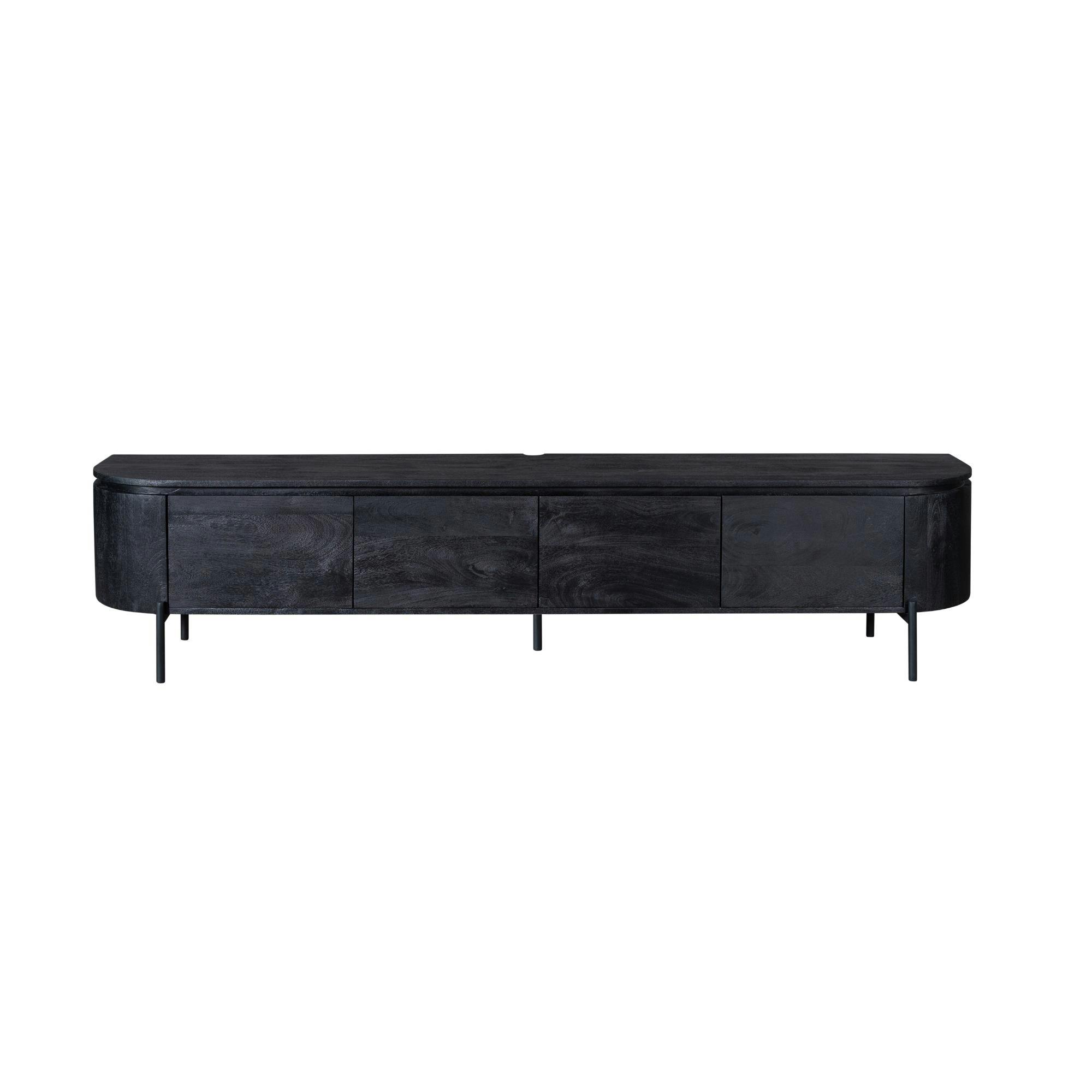 Long meuble TV suspendu bois noir 240 cm AREZZO