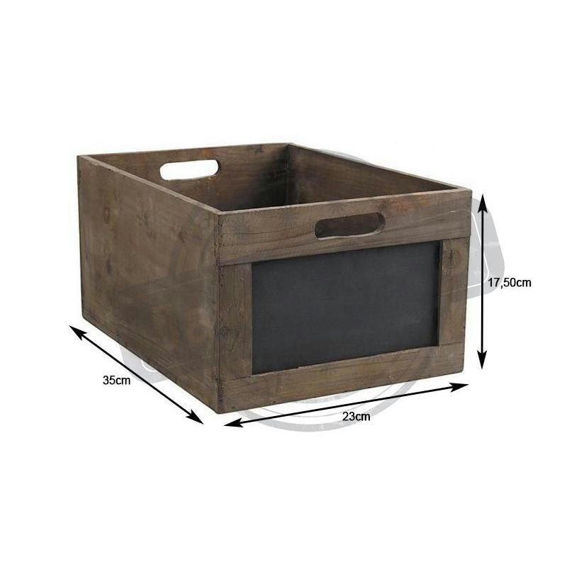 - Caisse de rangement en bois avec ardoise 35 x 23 x 17,5 cm