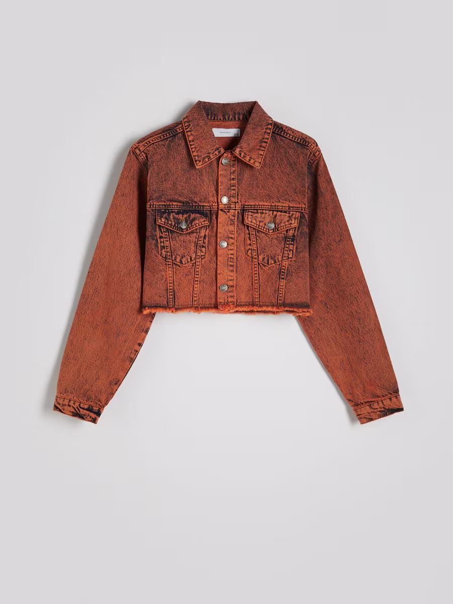 Cropped Denim Jacket With Wash Effect