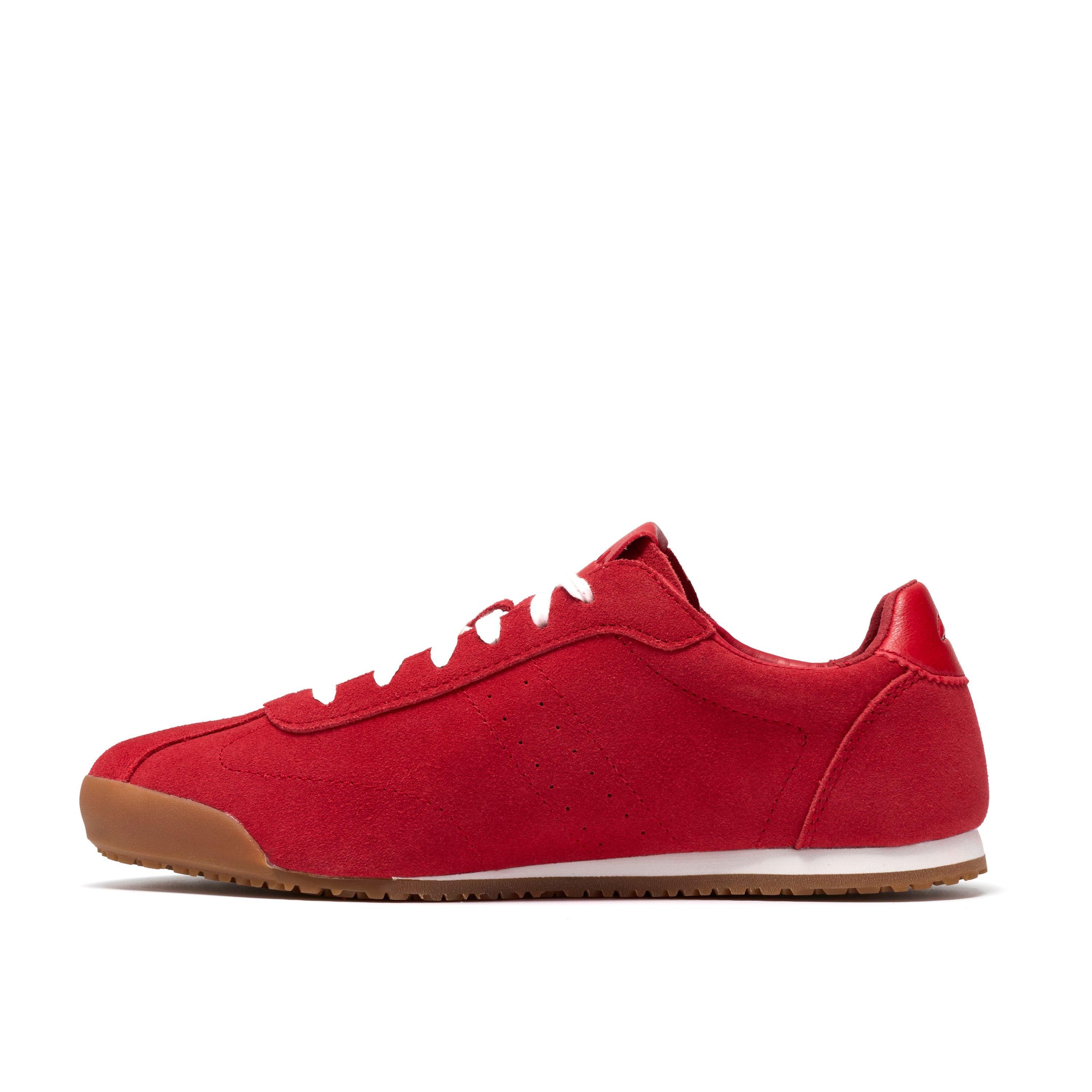 Clarks Moritz Lo Red Suede Trainers
