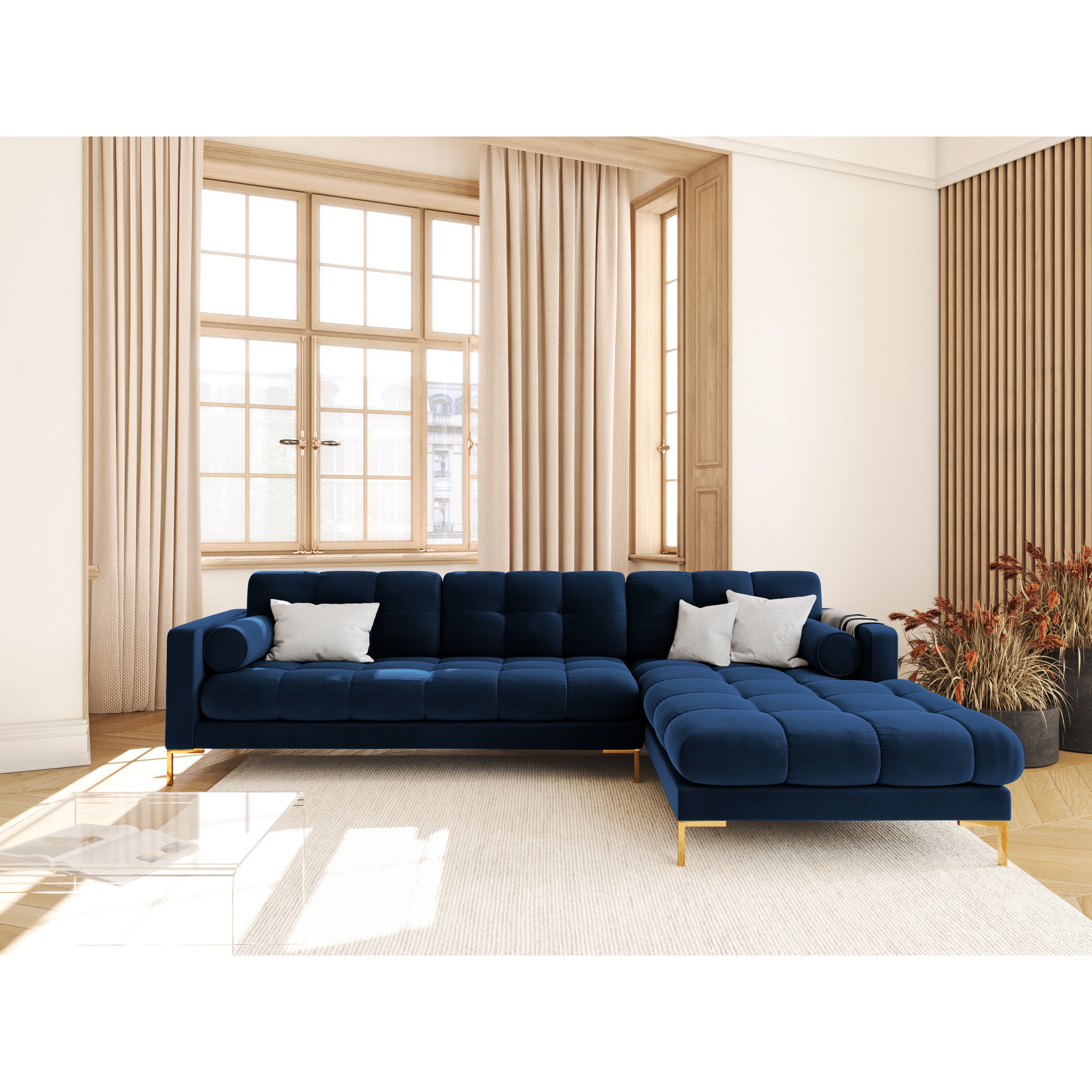 Cosmopolitan Design Bali Hoekbank met Chaise Longue Rechts - Koningsbl