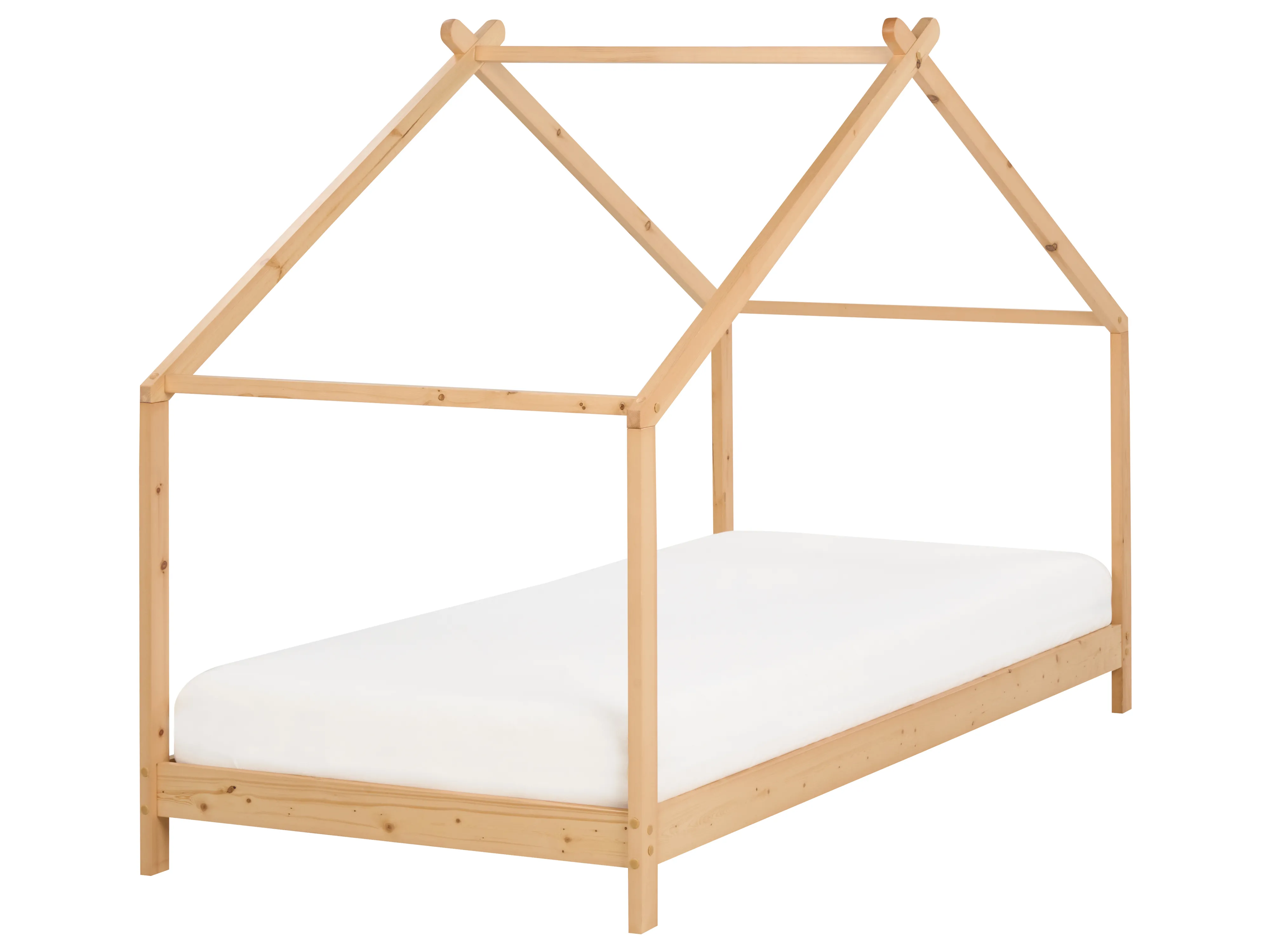 Kids Bed House Pine Wood ORLU 90 x 200 cm (EU Single) Light Brown