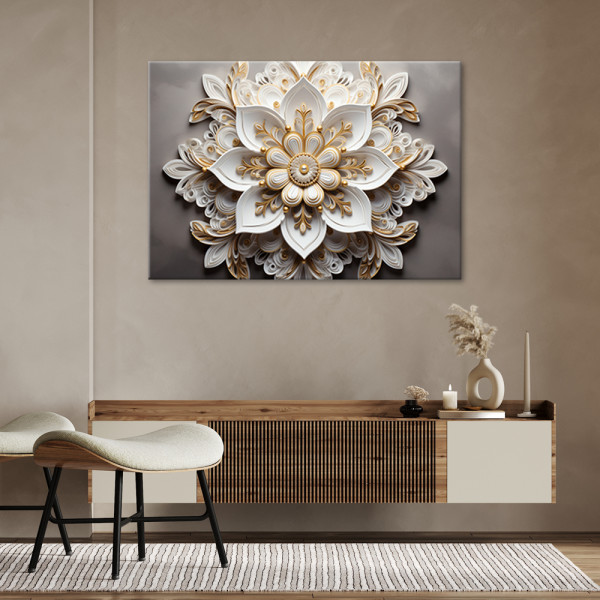 Feeby Obraz AI na ścianę - Biały kwiat 3d 60x40