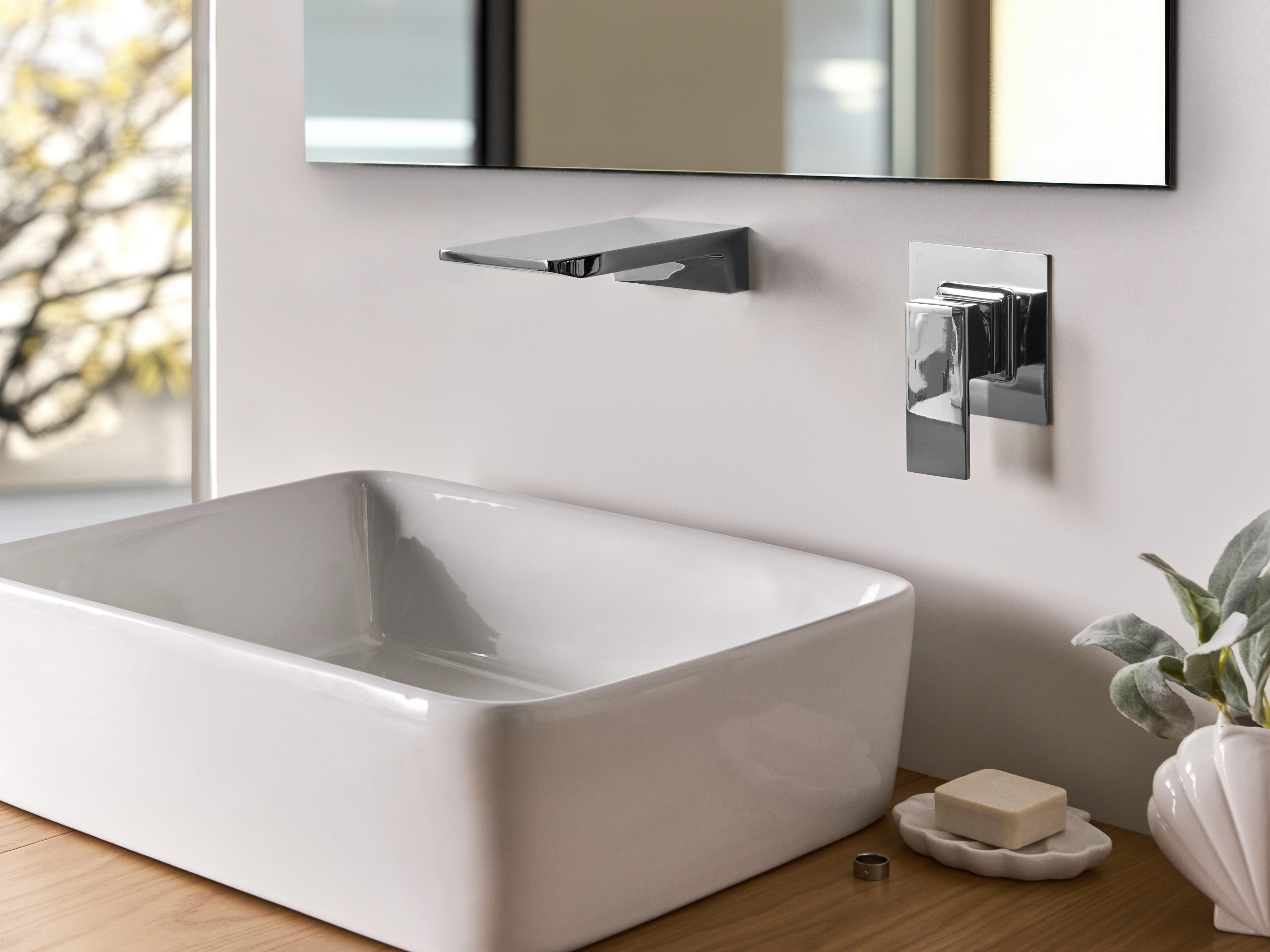 Wall Mounted Basin Mixer Tap KARUAY Brass Silver