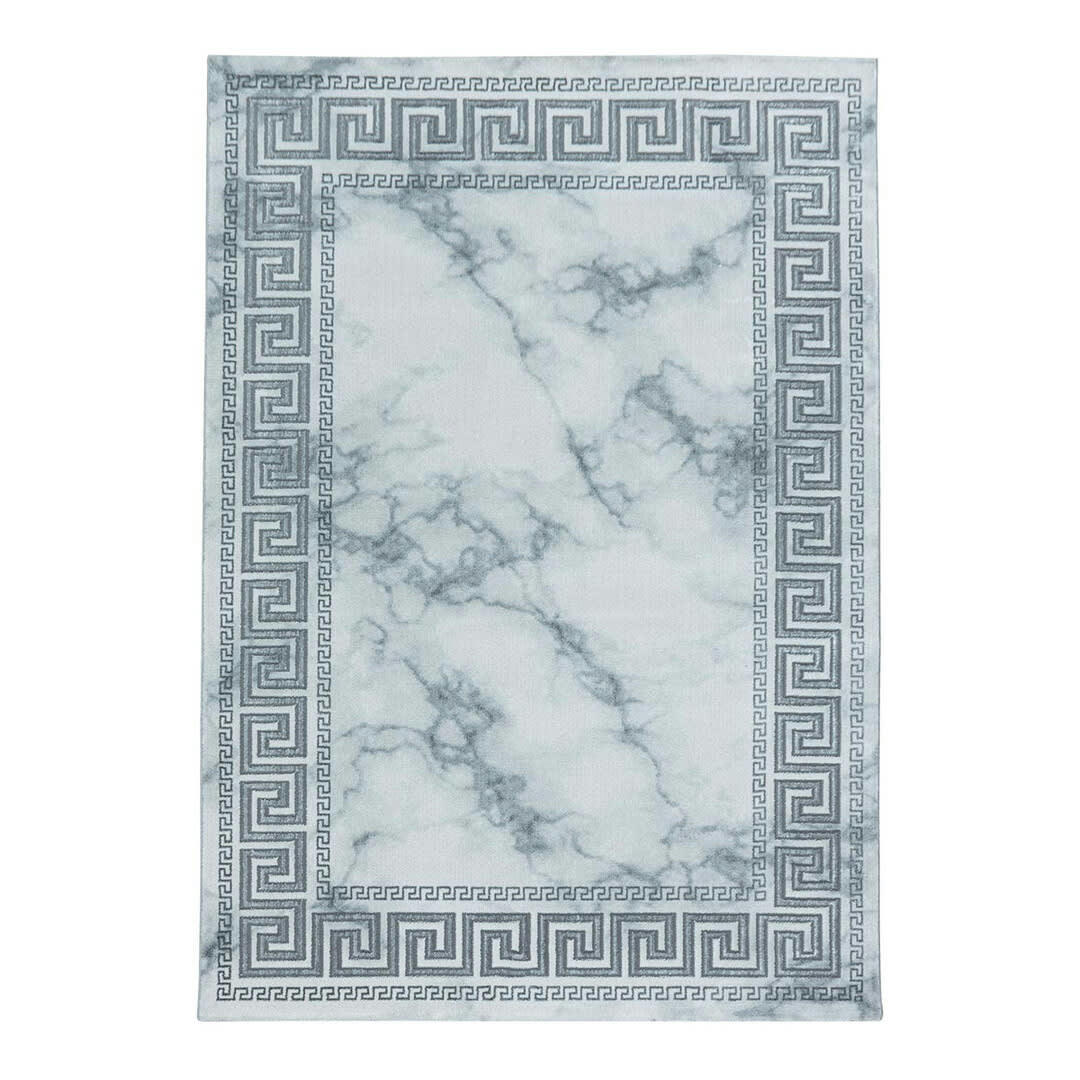 HAMPEN - Tapis  baroque en polyester argenté 240x340