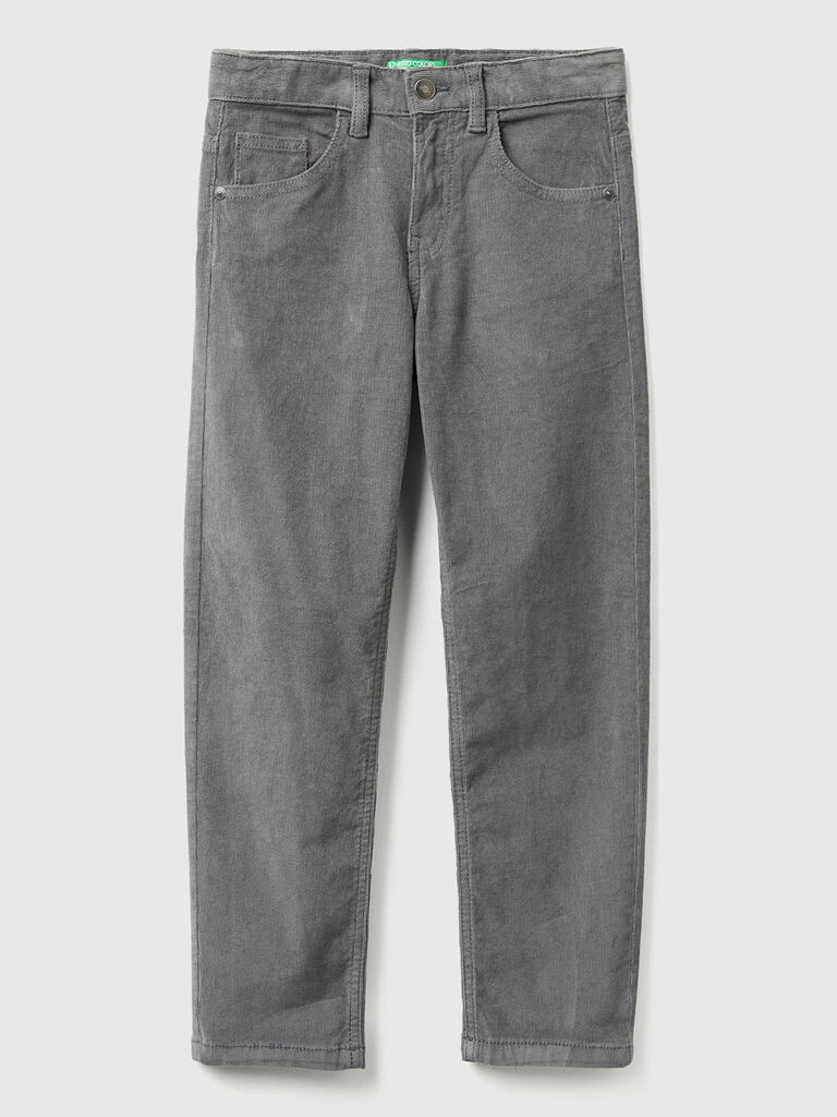 Slim fit stretch velvet trousers