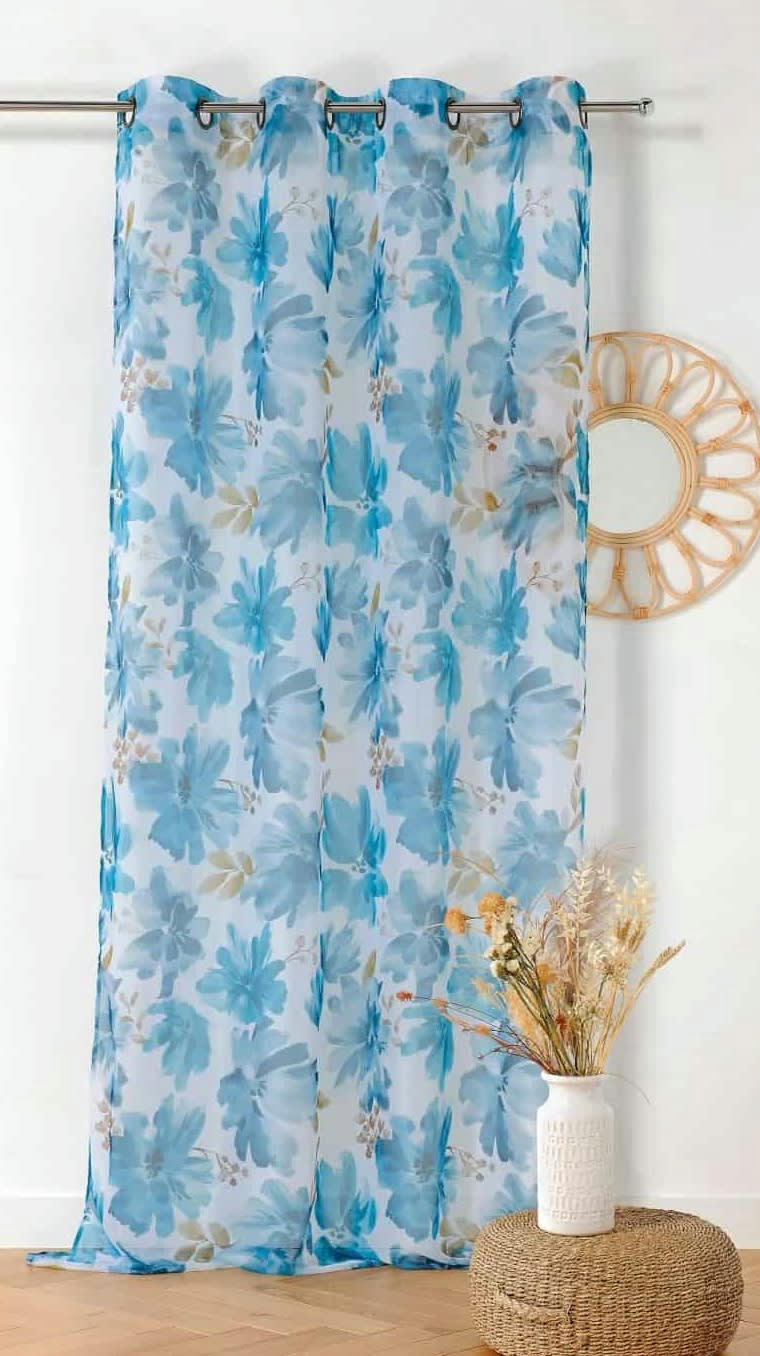 AQUARELLE - Voilage tamisant bleu ciel 140x280cm