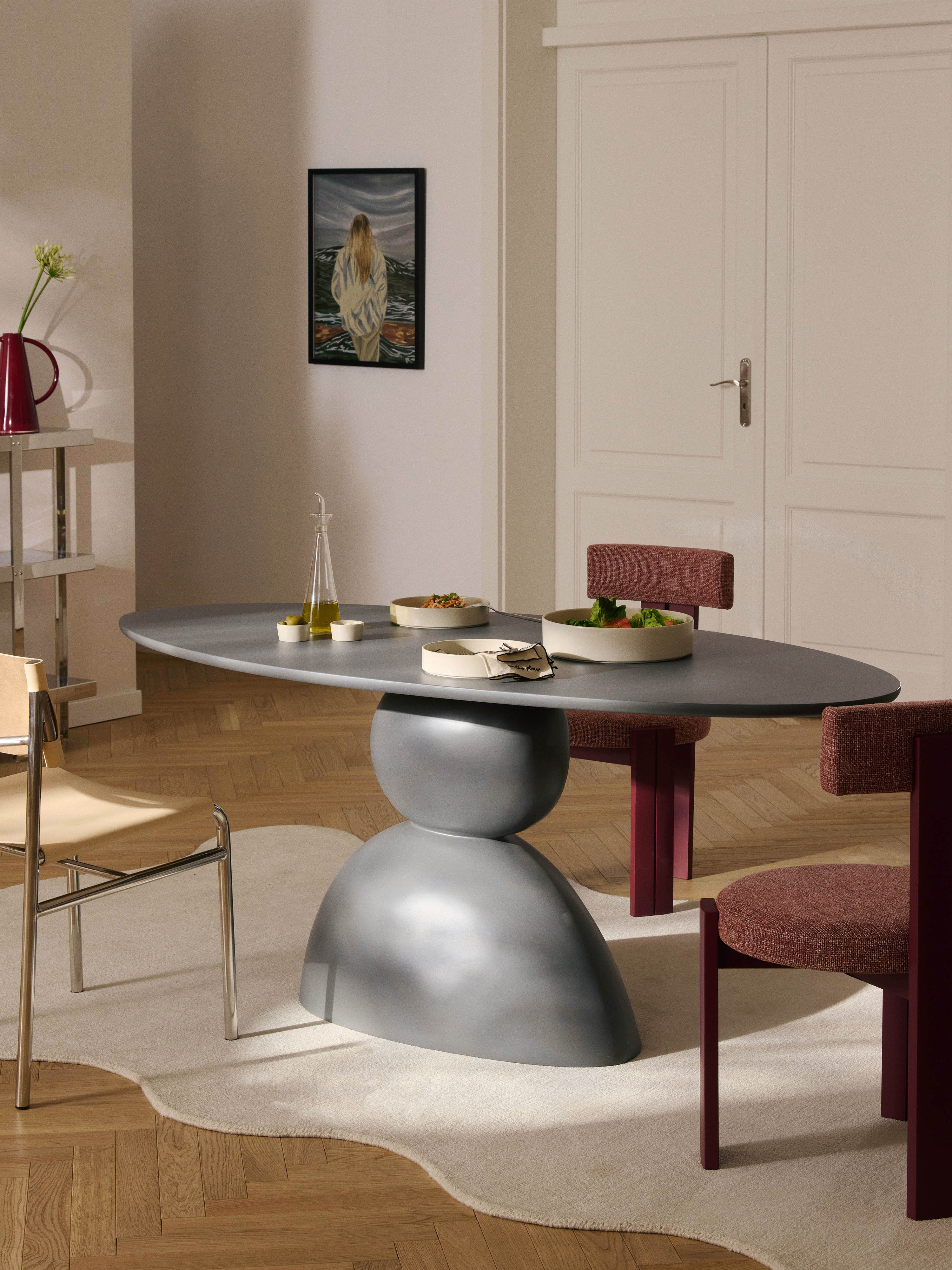 Ovaler Esstisch Sahrain mit organischem Design, 180 x 90 cm