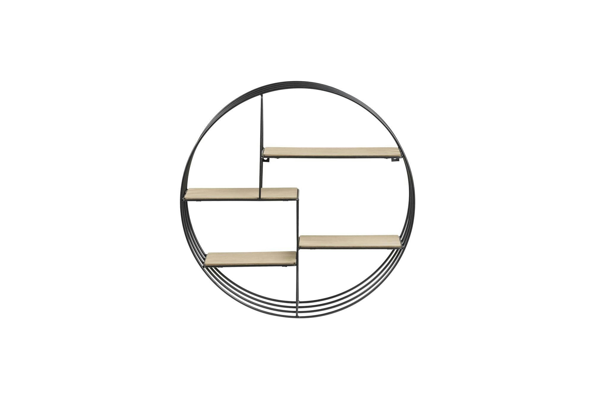 OCCITANIE - Bibliothèque murale ronde en métal et bois D45