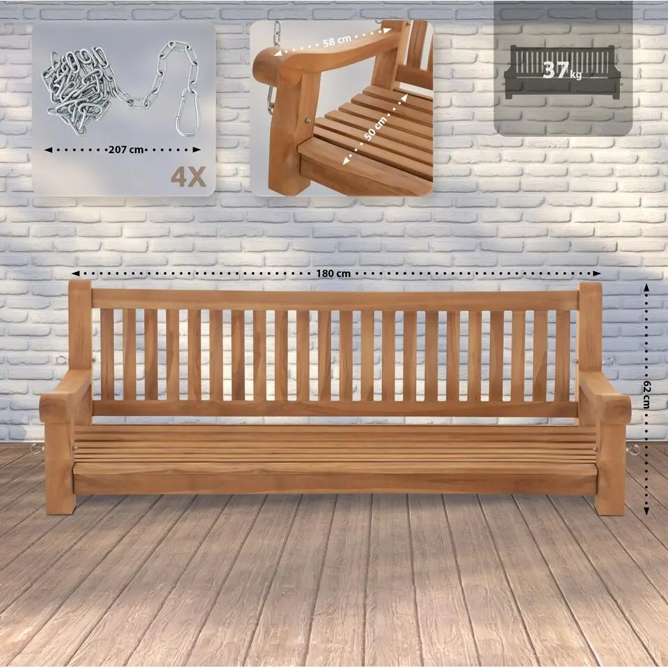 CLP Schommelbank Joyce 180 cm - teak