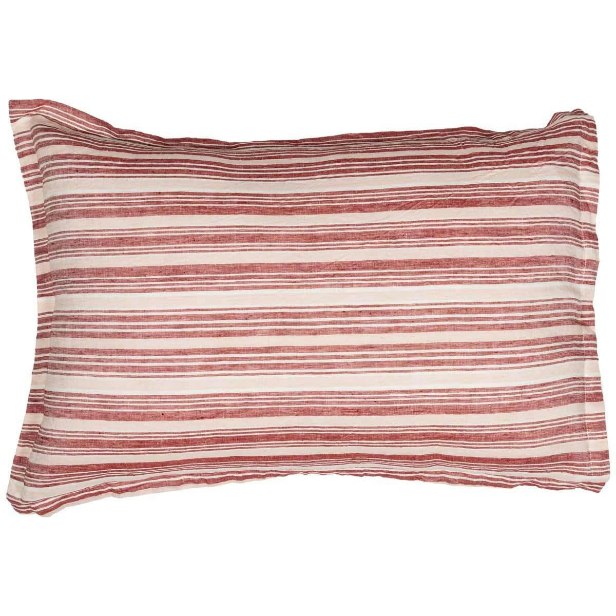 TEKSADA GRAPHIC - 2 taies d'oreiller en lin lavé/coton Cardinal 50x70 cm