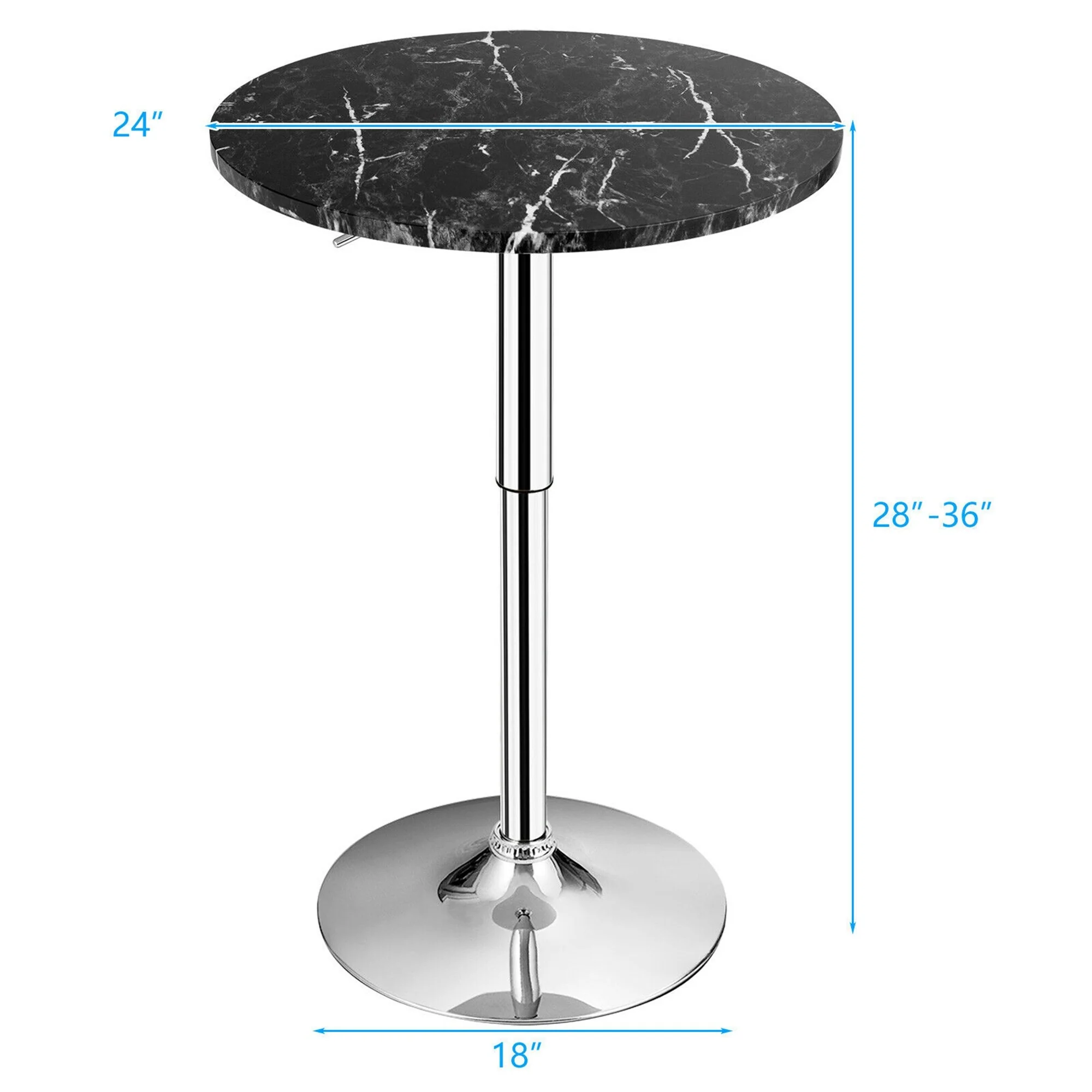 Gymax 2PCS Round Pub Table Swivel Adjustable Bar Table w/Faux Marble - Black - See Details