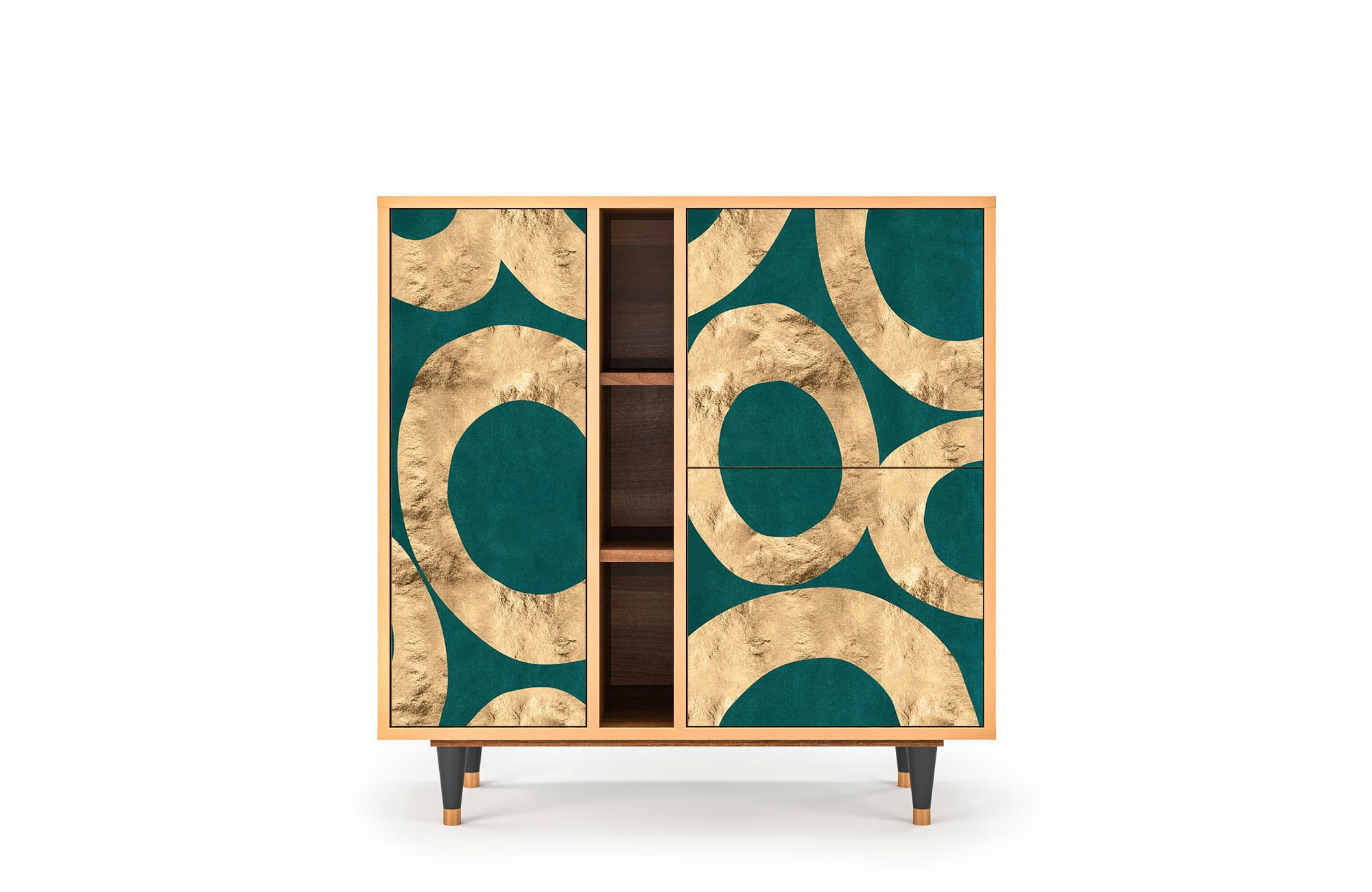 ZIRCON SPHERE - Buffet  bleu-vert 3 portes L 94 cm