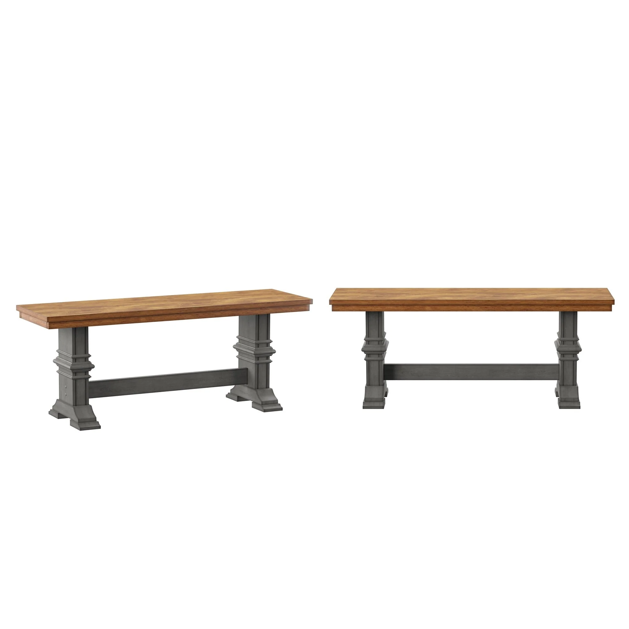 Ronda Two-Tone Trestle Leg Wood Dining Bench