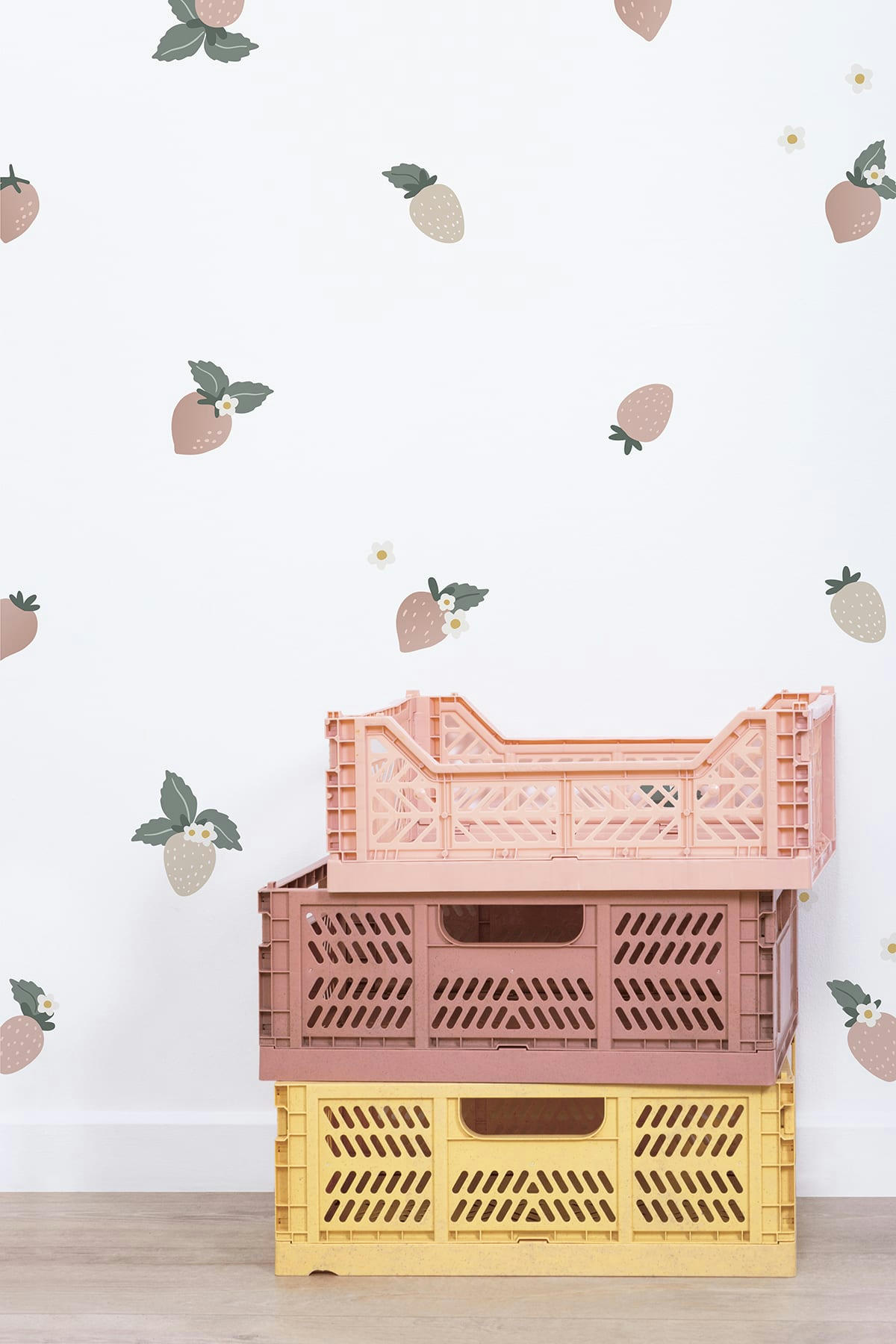 LOUISE - Stickers muraux les fraises en vinyle mat rose