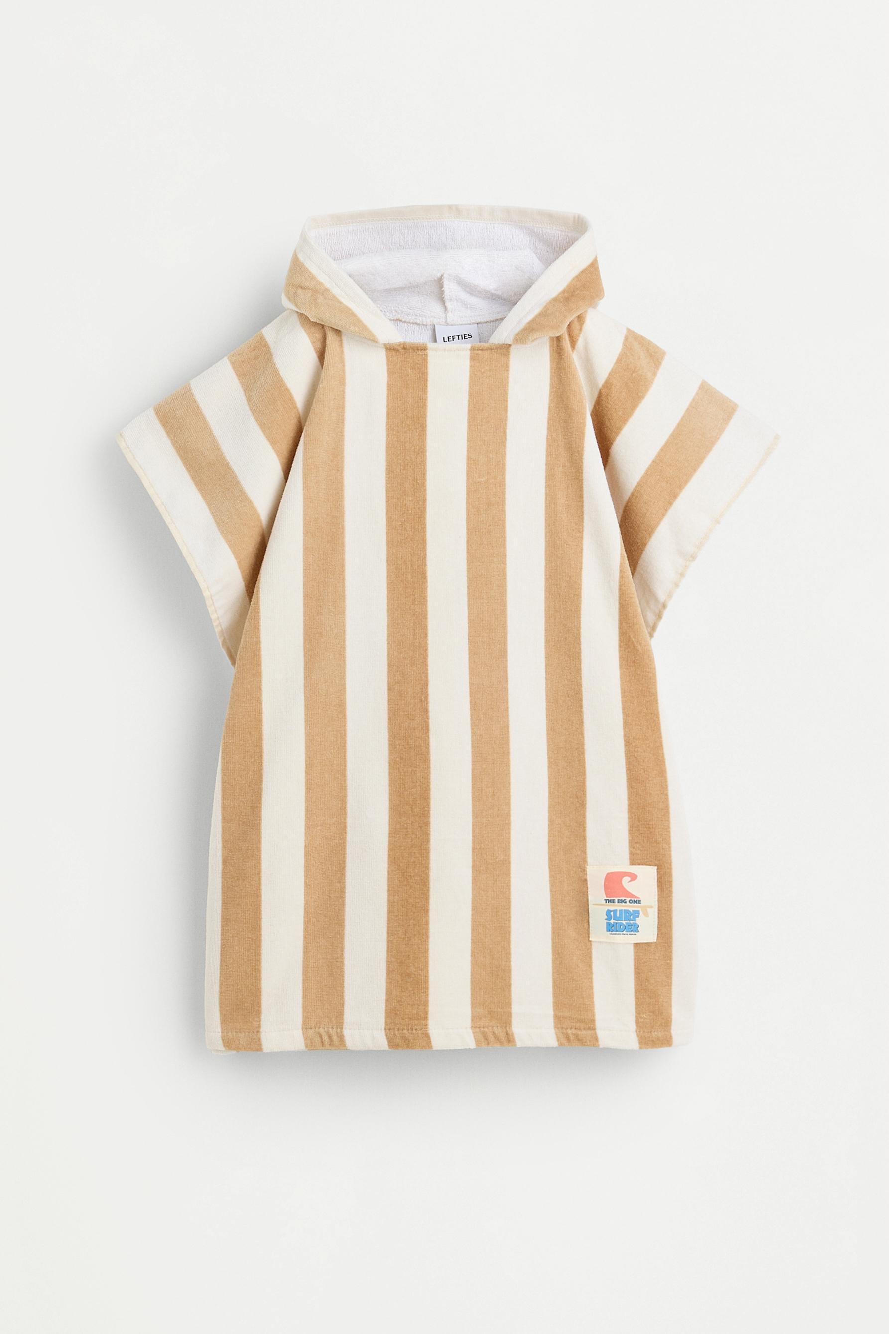 Niños | Poncho toalla rayas beige