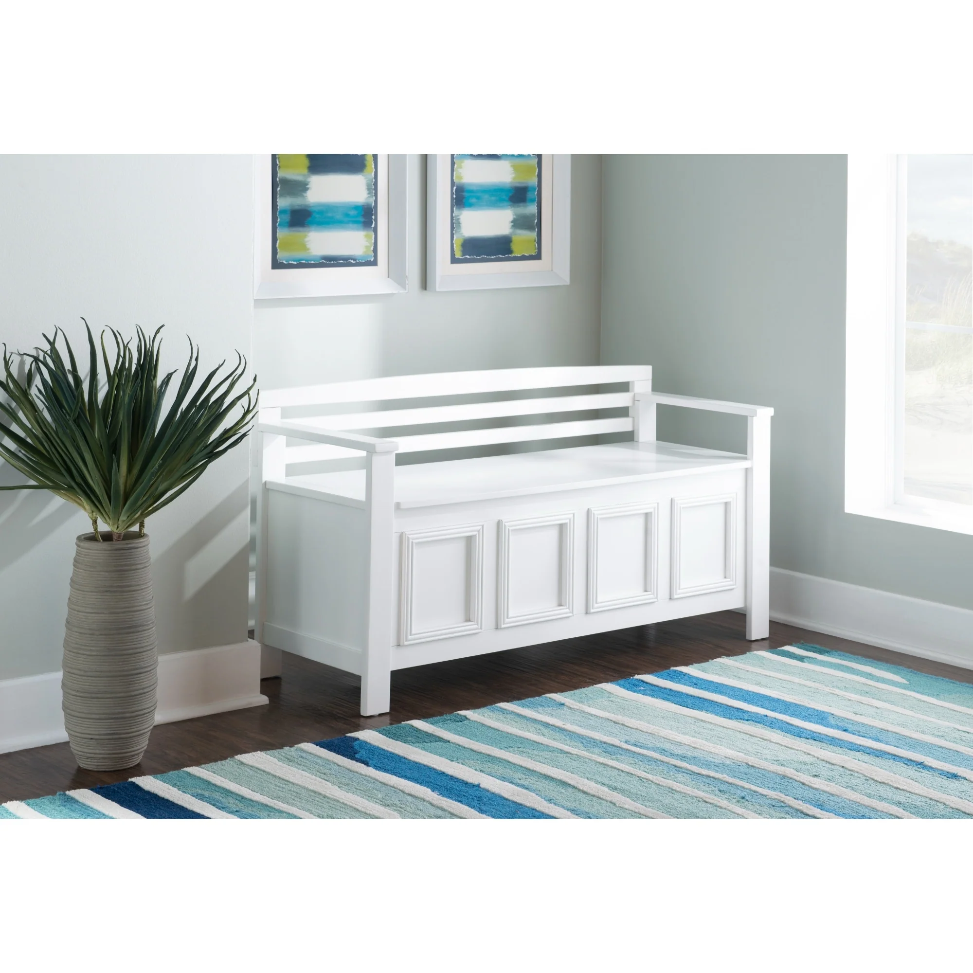 Slatted Back Storage Bench - 46 - White