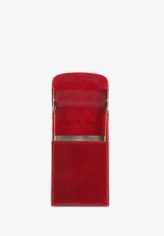 Etui na wizytówki ze skóry licowej czerwone