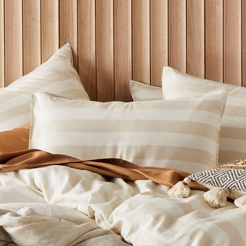 Vintage Washed Linen Sand Stripe Quilt Cover Set + Separates