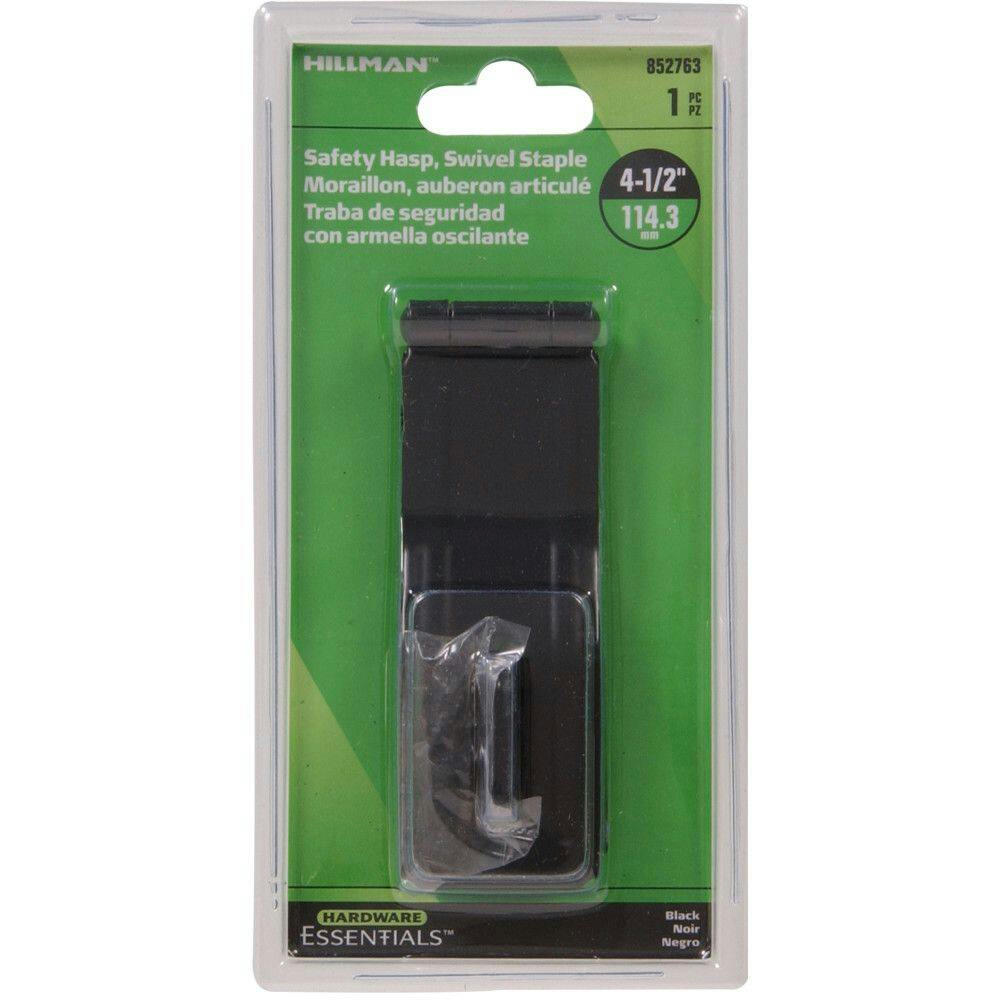 Hillman Safety Hasp, For Extra Securing, Black, 4.5-in