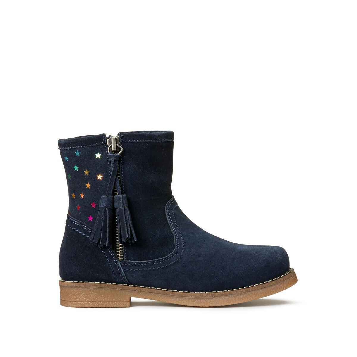 Bottines cuir, détails étoiles multicolores 24-37