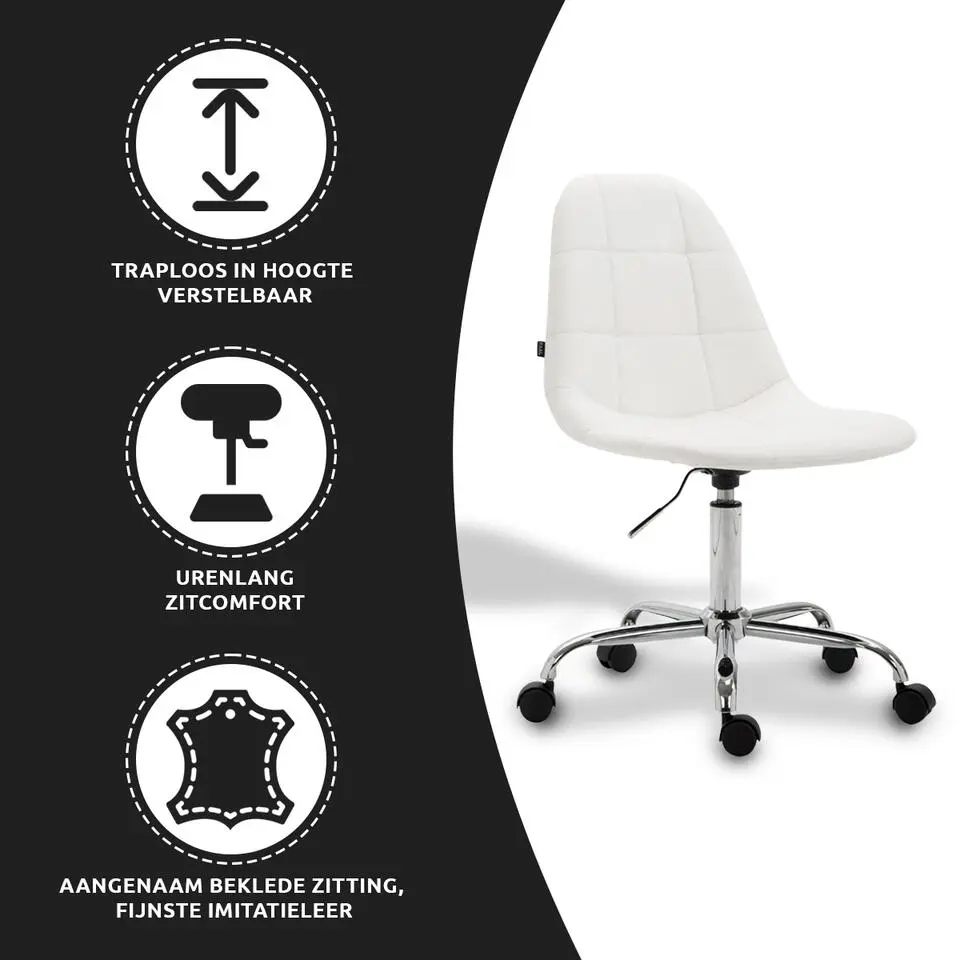Xairo Rome - Bureaustoel - Kunstleer - Wit