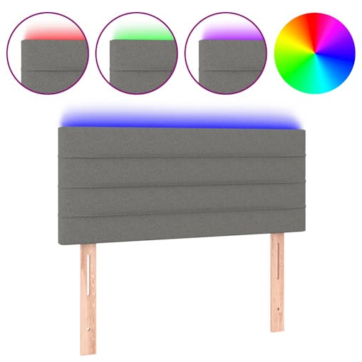 NNEVL LED Headboard Dark Grey 100x5x78/88 cm Fabric