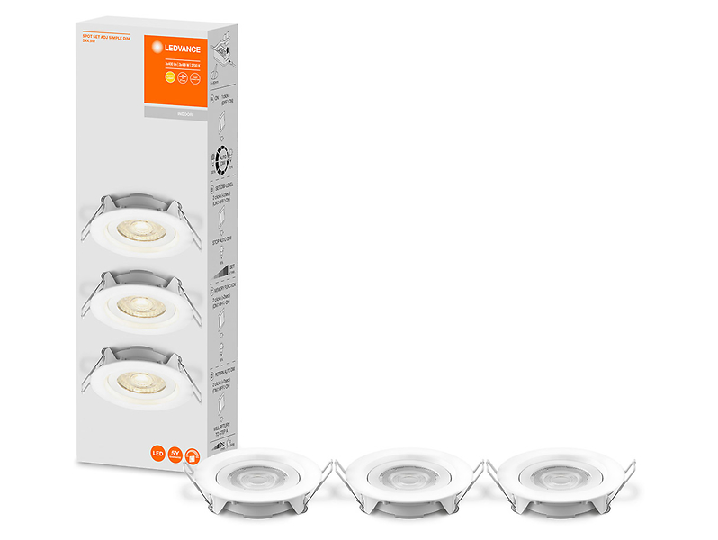 Komplet 3 oczek Spotlight LED aluminiowe 9 cm białe