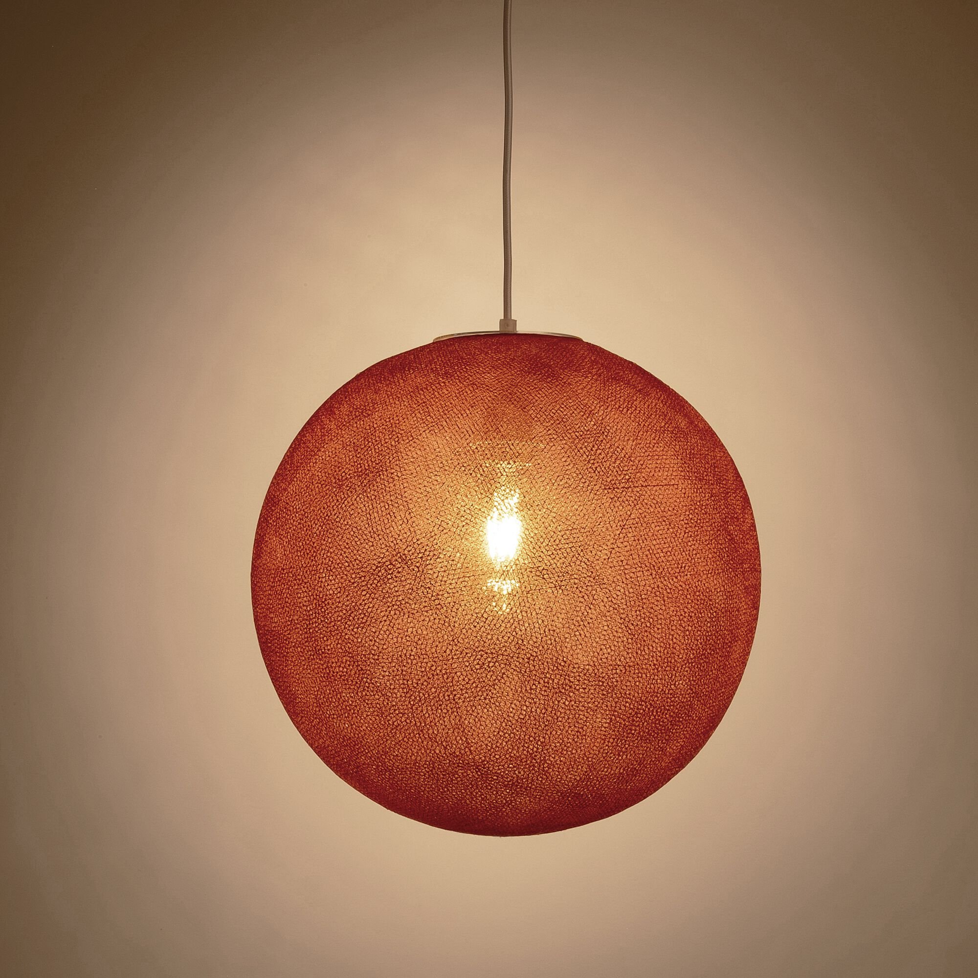 LUNA - Suspension électrifiée globe en tissu D38cm - cuivre tanné