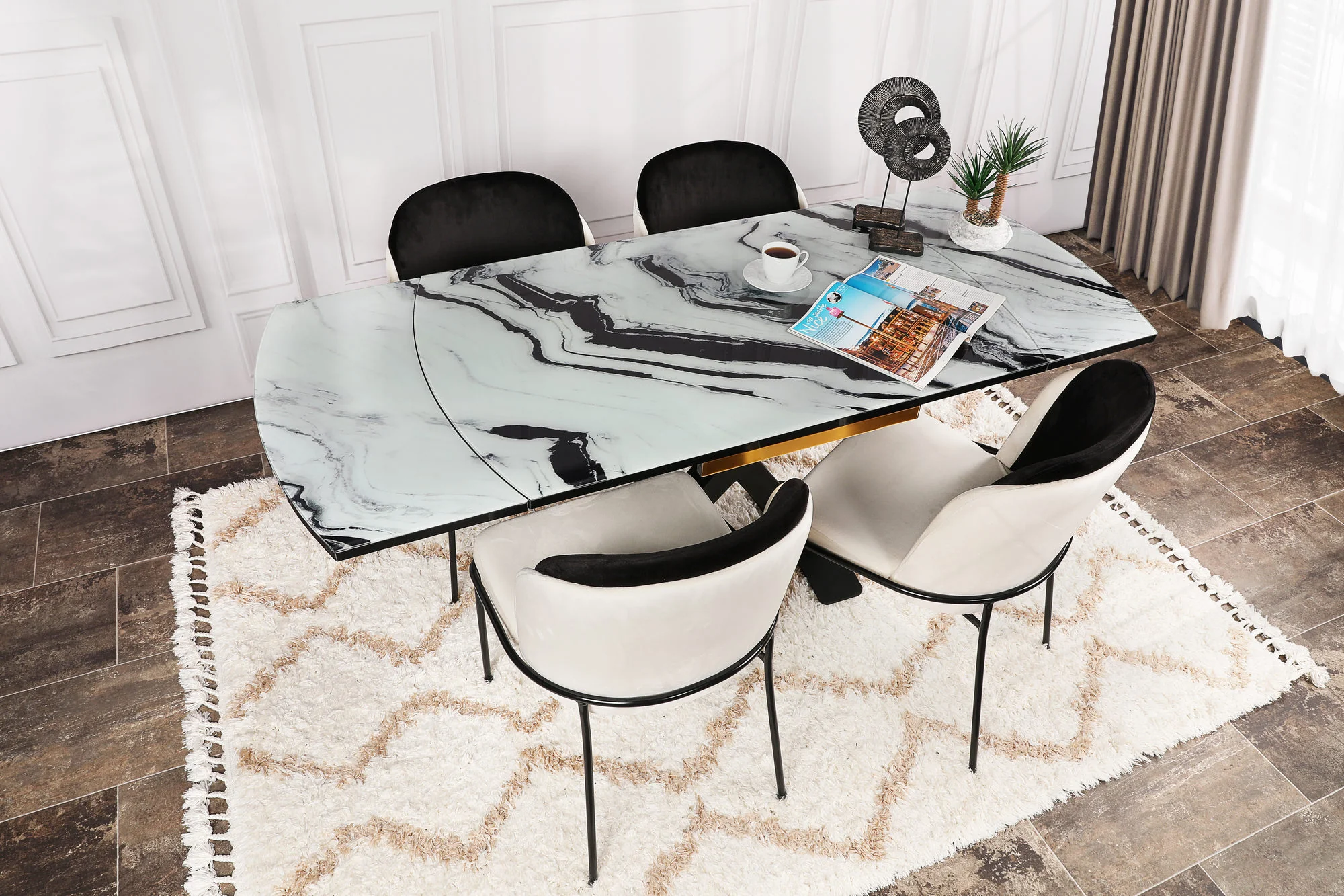 Set van 4 eetkamerstoelen Dore velvet