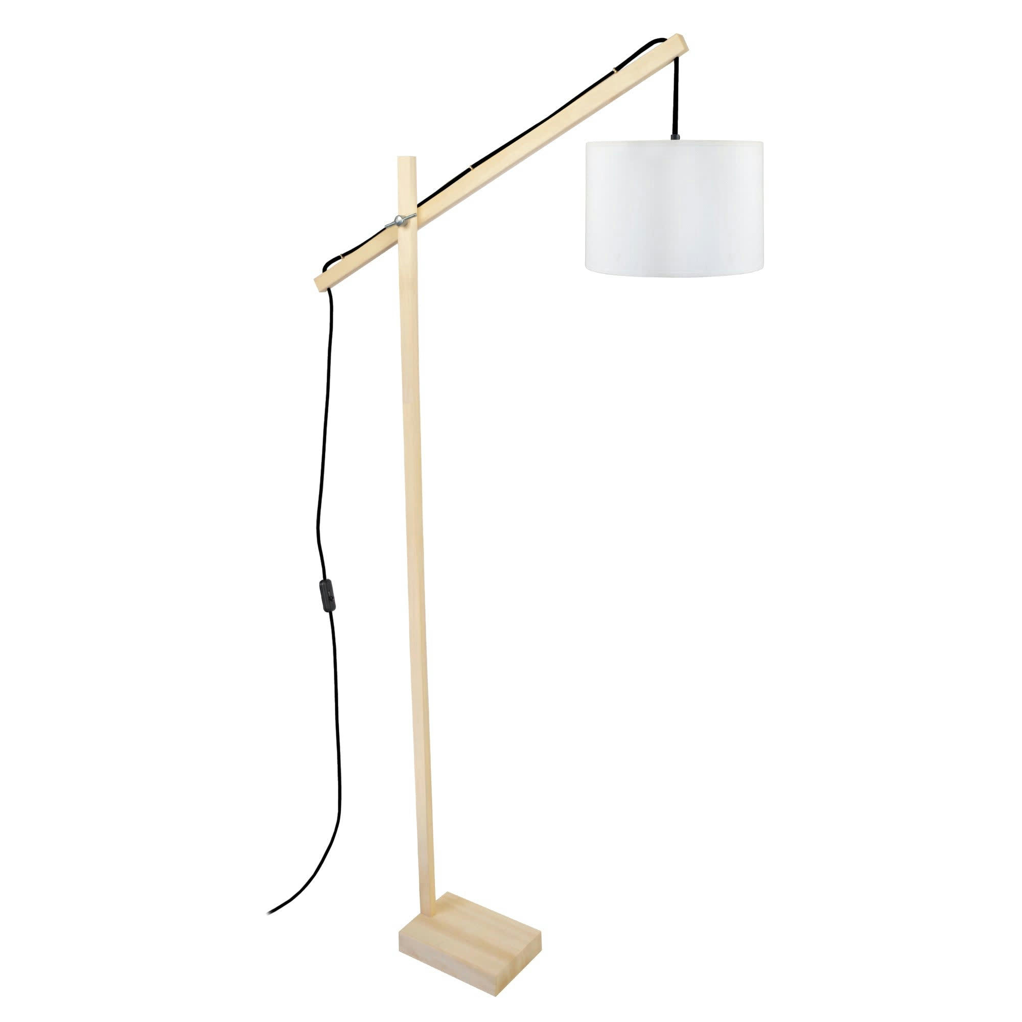 PILORI CYLINDRE - lampadaire liseuse bois naturel et écru