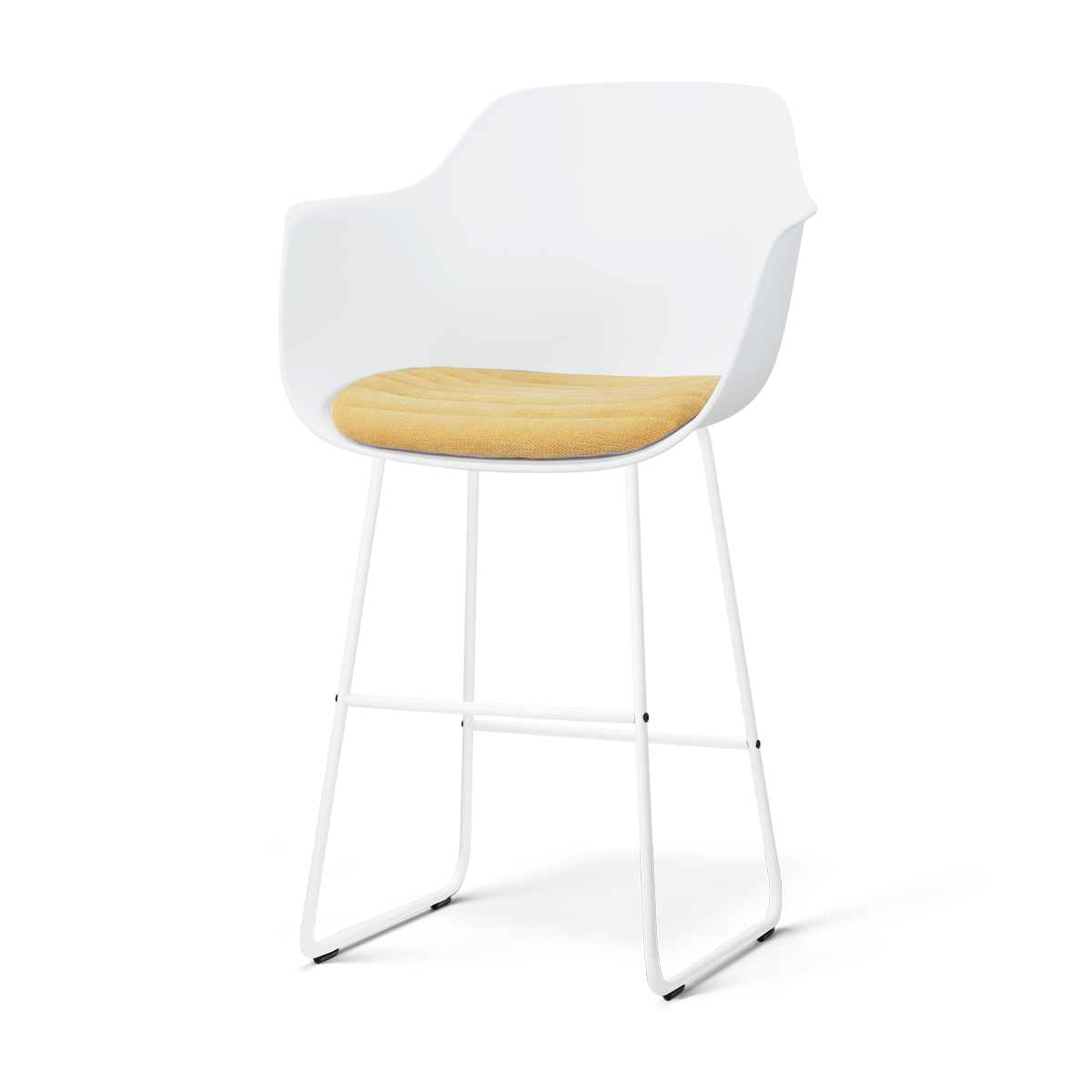 Nolon Nino-Liz barkruk wit met warm oker zitkussen - wit onderstel - 75 cm