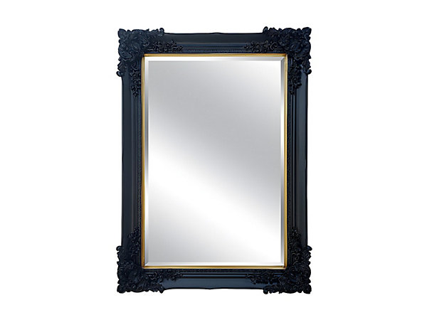 Miroir biseauté en bois d'eucalyptus avec moulures - L. 79 x H. 109 cm - Noir - ATALAYA