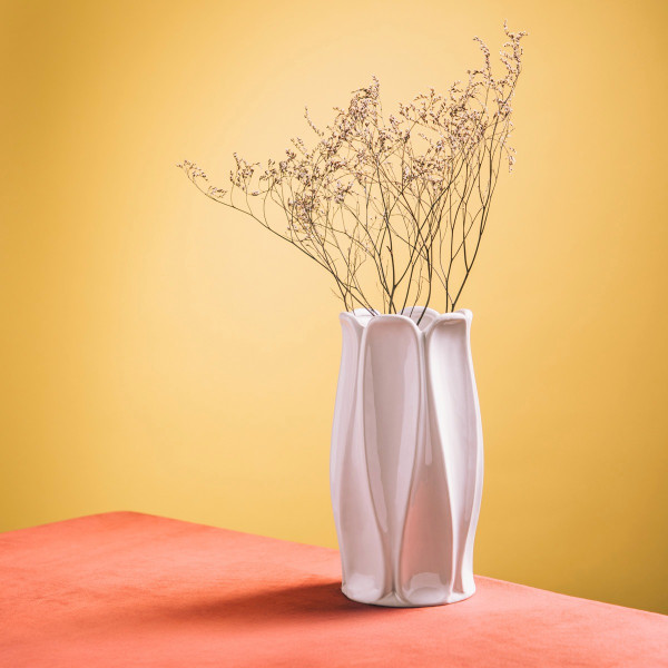 Wazon NOVO biały w geometryczny wzór 11,2x24,50 cm HOMLA