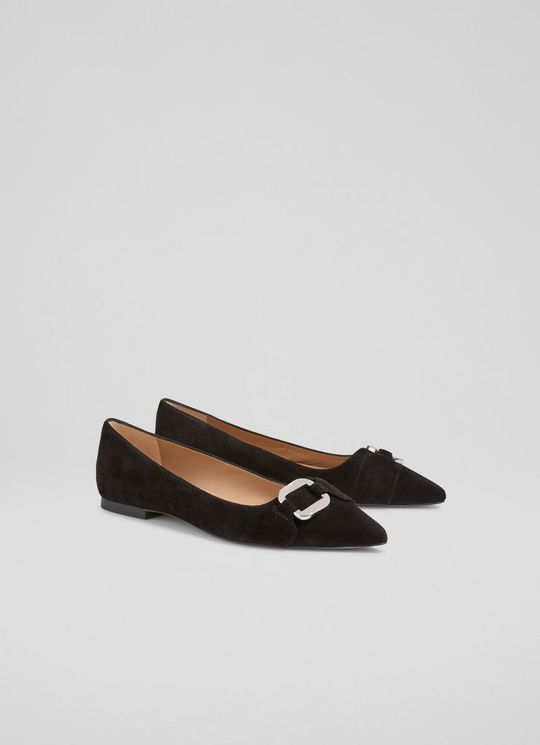 Ethel Black Suede PointedFlats