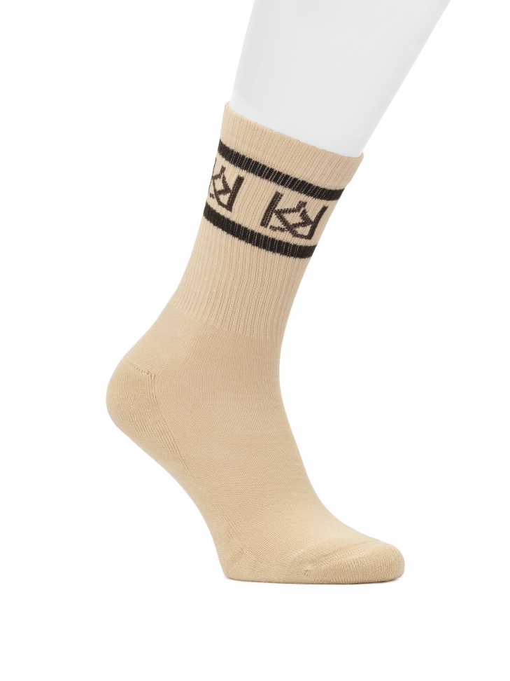 Cotton beige socks with KAZAR monograms