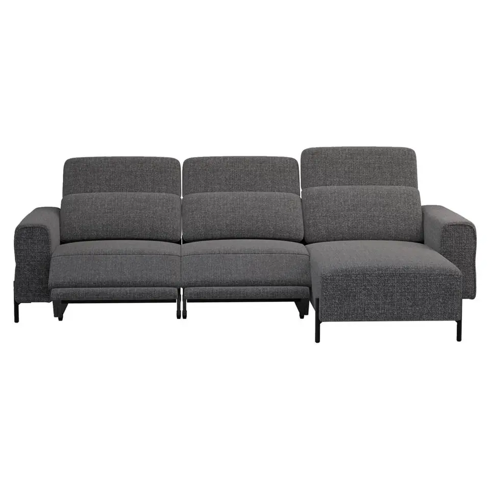 Hoekbank Dave rechts - elektrisch verstelbaar - stof Chacha - grijs