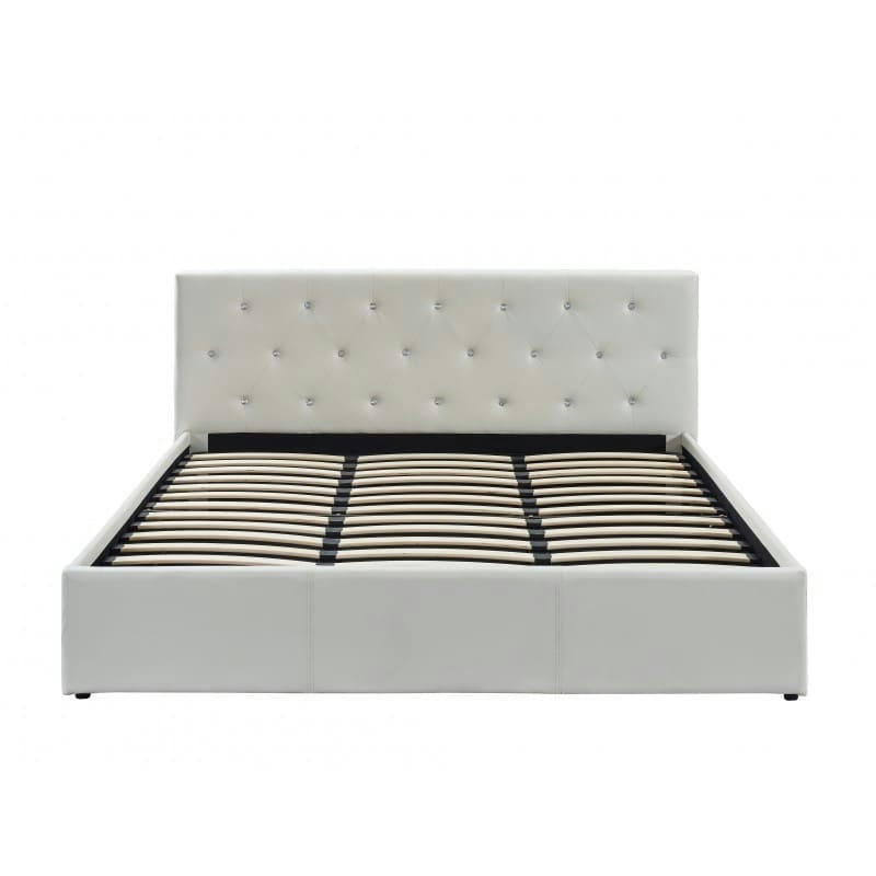 BAHIA - Lit coffre  simili blanc 180x200 sommier inclus