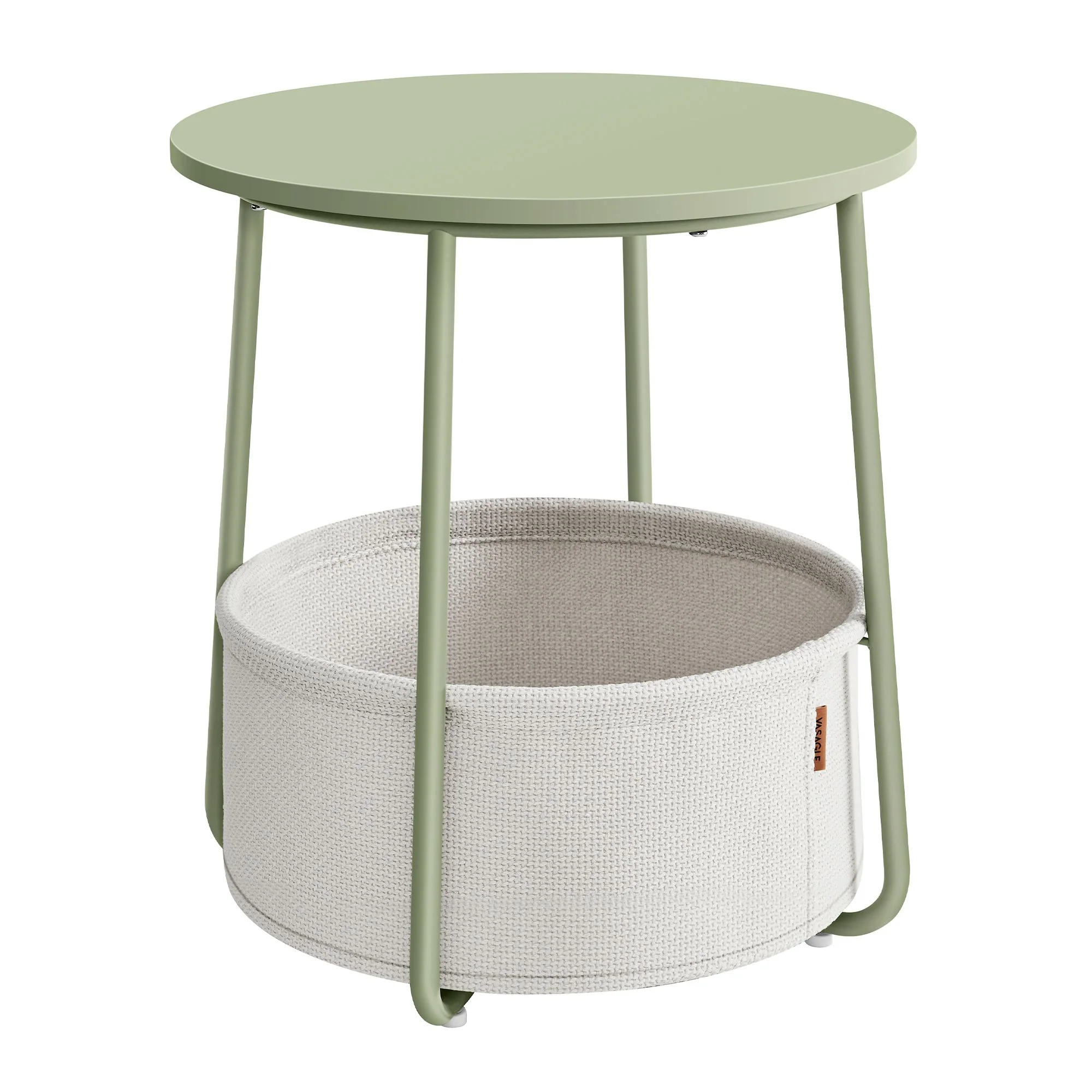 Petite Table Basse Ronde avec Panier en Tissu